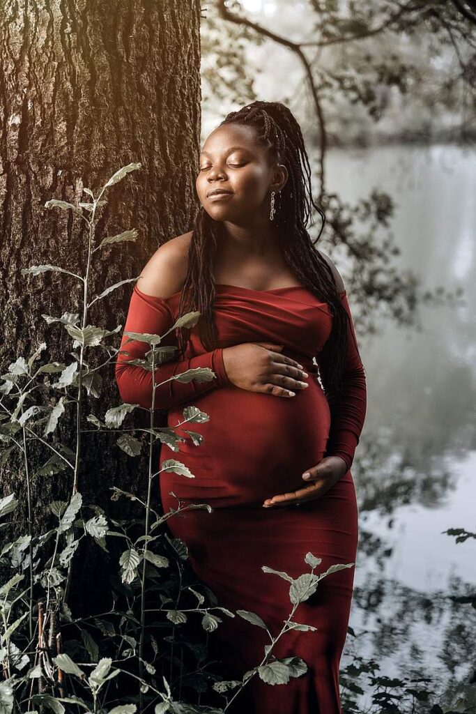 Babybauch Kleid Meerjungfrau in weinrot